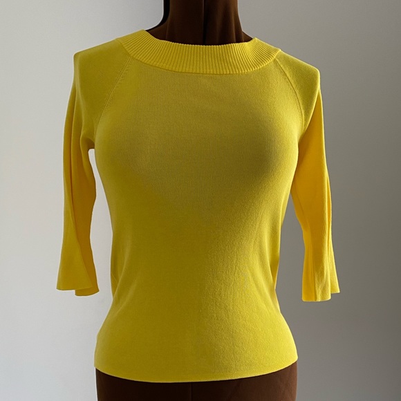 💛TALBOTS 💛 yellow 3/4 sleeved shirt. Size small. Petite . - Picture 2 of 9